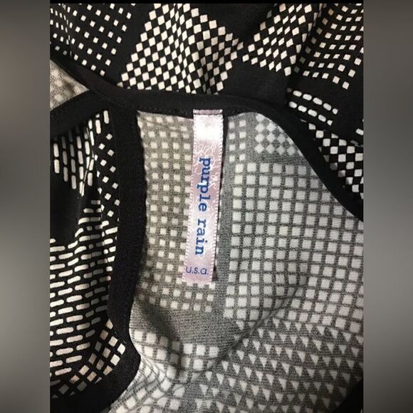 Purple Rain Women's Black White 3/4 Sleeve Geometric Print Dress - Size S - Picture 2 of 7